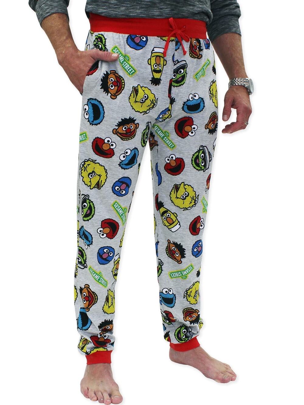 Sesame Street Characters Elmo Cookie Monster Jogger Pajama Pant Size Small